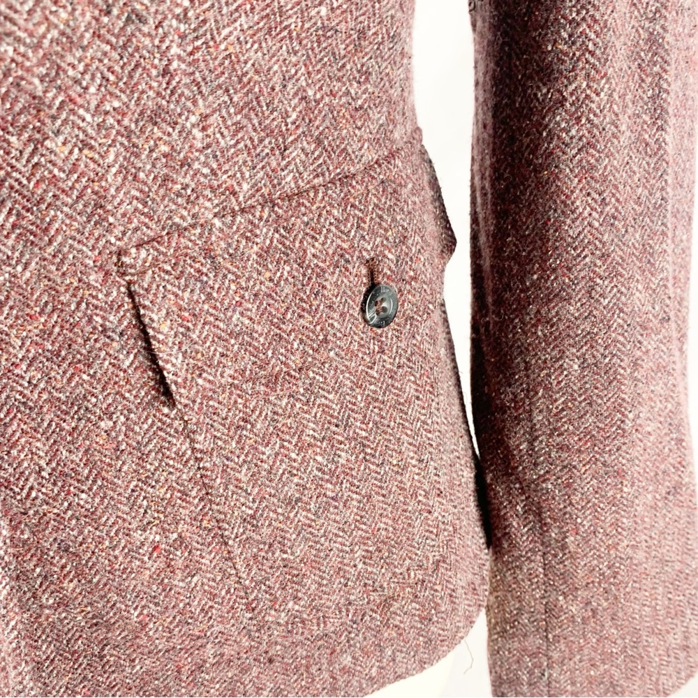 L.L. Bean Wool-Silk Herringbone Tweed Blazer (Small, Burgundy Mix) - Picture 6 of 11